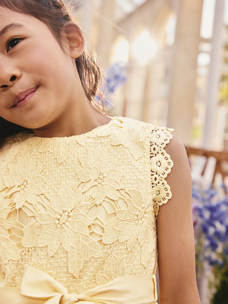 Yellow Lace Occasion Dress (3-16yrs) - Image 2 of 7 Yellow Lace Occasion Dress (3-16yrs) - Image 2 of 7
