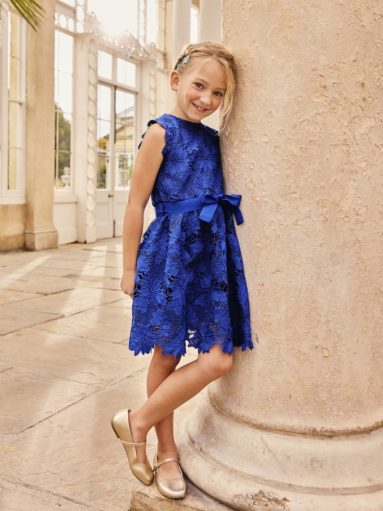 Cobalt Blue Lace Occasion Dress (3-16yrs) - Image 1 of 7