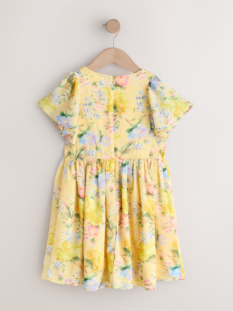 Buy Yellow Floral Embellished Occasion Dress (3-16yrs) from Next USA