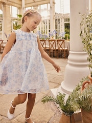 Blue Floral Ruffle Occasion Dress (3-16yrs) - Image 1 of 3