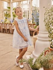 Blue Floral Ruffle Occasion Dress (3-16yrs) - Image 2 of 3