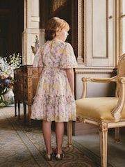 Galben - Floral Angel Sleeve Mesh Occasion Dress (3-16yrs) - Imaginea 3 din 9