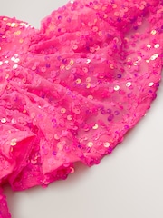 Bright Pink Angel Sleeve Sequin Party Dress (3-16yrs) - Image 8 of 8