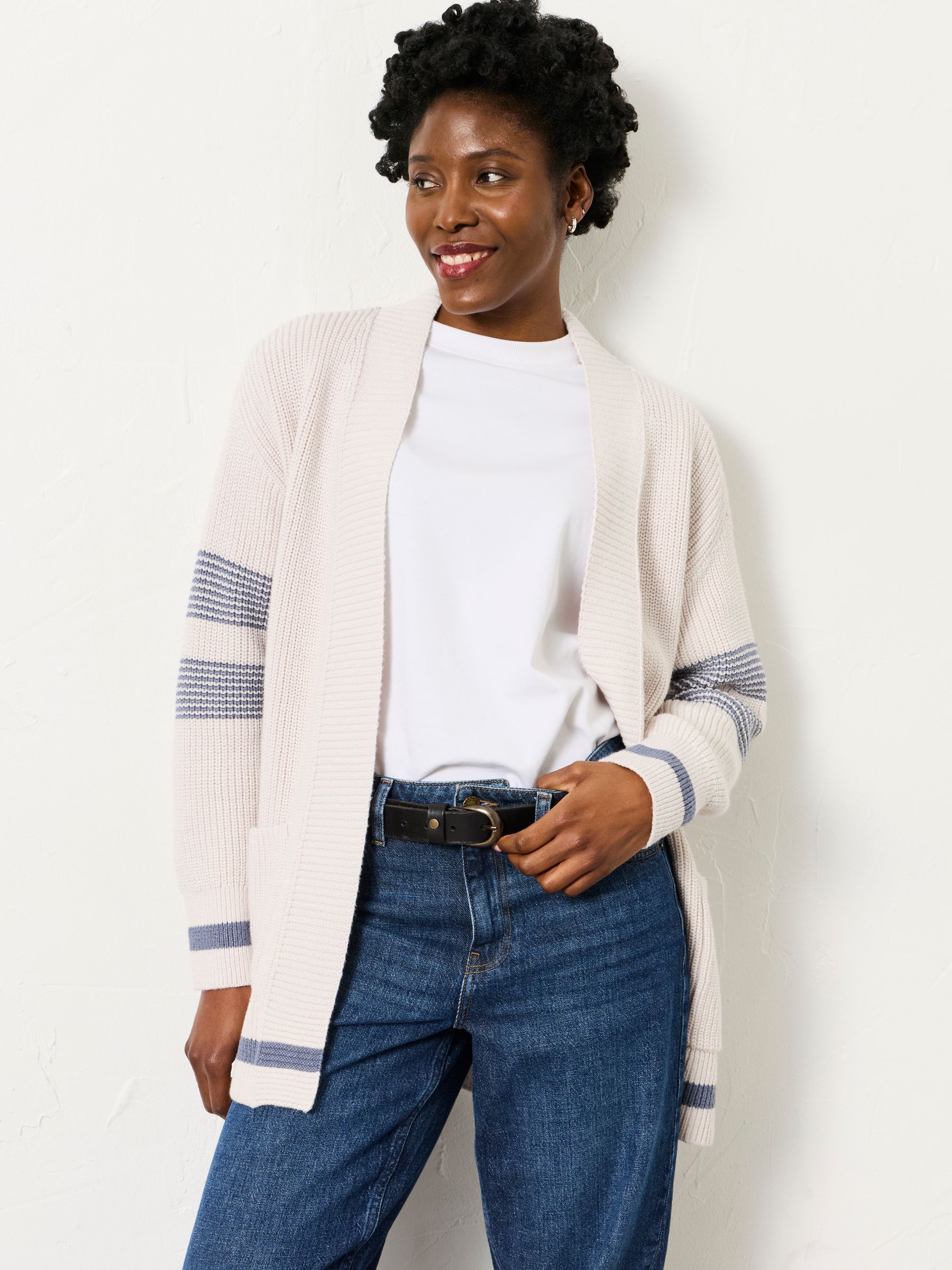 Fatface Katie Ivory Knitted Long Line Cardigan