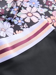 Black Floral Long Sleeve Sunsafe Rash Vest And Shorts Set (3-16yrs) - Image 8 of 8