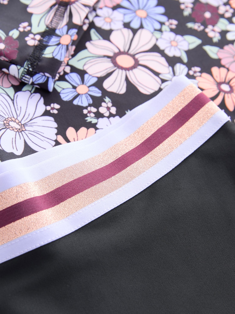 Black Floral Long Sleeve Sunsafe Rash Vest And Shorts Set (3-16yrs) - Image 8 of 8 Black Floral Long Sleeve Sunsafe Rash Vest And Shorts Set (3-16yrs) - Image 8 of 8