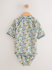 Black Ditsy Floral Sunsafe Rash Vest Bikini And Scrunchie Swim Set (3-16yrs) - Image 2 of 5