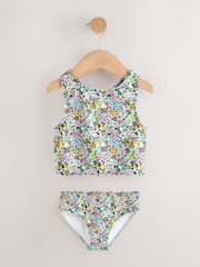 Black Ditsy Floral Sunsafe Rash Vest Bikini And Scrunchie Swim Set (3-16yrs) - Image 3 of 5