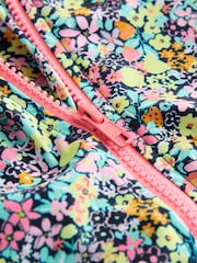 Black Ditsy Floral Sunsafe Rash Vest Bikini And Scrunchie Swim Set (3-16yrs) - Image 9 of 10