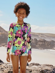 أسود شكل استوائي - One Piece Short Swimsuit (3-16yrs) - صورة 1 من 8