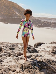 أسود شكل استوائي - One Piece Short Swimsuit (3-16yrs) - صورة 3 من 8