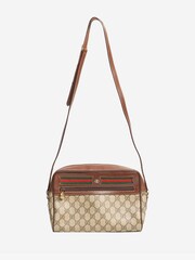 Sign of the Times Gucci GG Supreme Web Sherry Line Cross-Body Brown Bag - Image 1 of 9