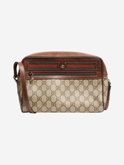 Sign of the Times Gucci GG Supreme Web Sherry Line Cross-Body Brown Bag - Image 2 of 9