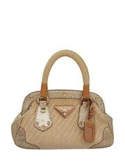 Prada Nude Raffia Top Handle Bag - Image 1 of 10