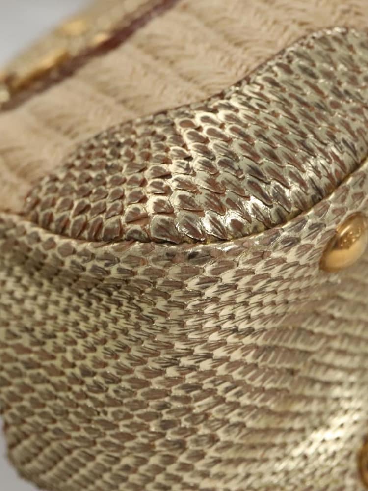 Prada Nude Raffia Top Handle Bag - Image 10 of 10