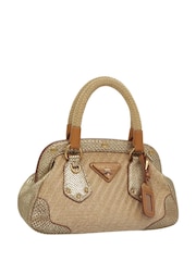 Prada Nude Raffia Top Handle Bag - Image 2 of 10