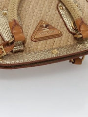 Prada Nude Raffia Top Handle Bag - Image 7 of 10