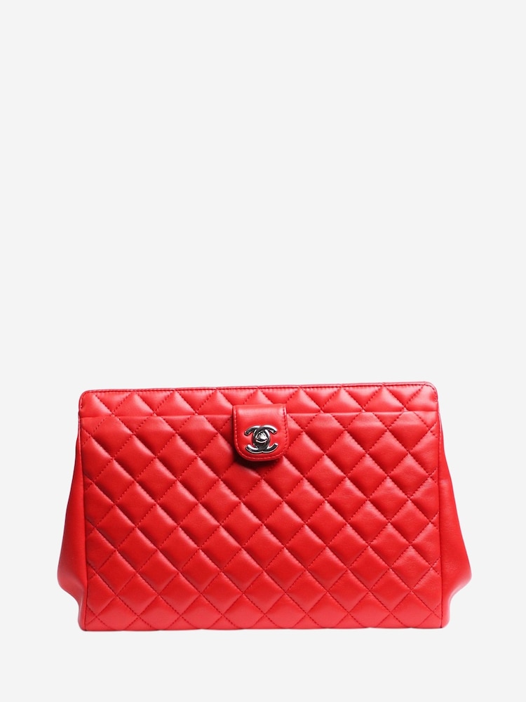 Chanel Red Quilted Clutch Bag - Image 1 of 7