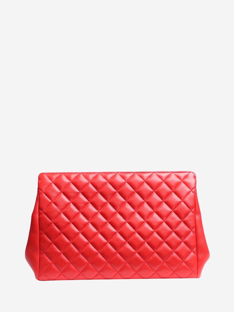 Chanel Red Quilted Clutch Bag - Image 2 of 7