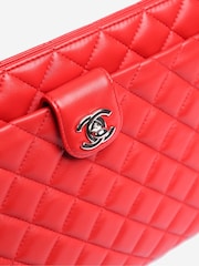 Chanel Red Quilted Clutch Bag - Image 6 of 7