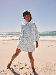 Blue/White Floral Ditsy Towelling Hoodie And Shorts Set (12mths-16yrs) - Image 3 of 9