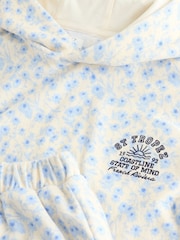 Blue/White Floral Ditsy Towelling Hoodie And Shorts Set (12mths-16yrs) - Image 8 of 9