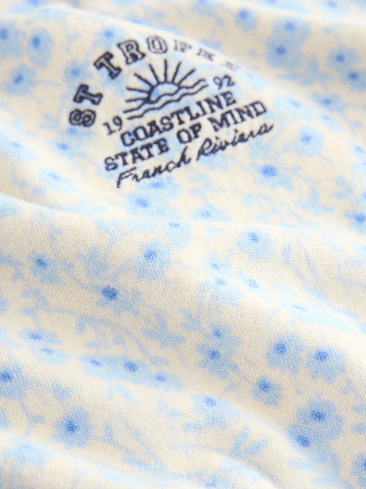 Blue/White Floral Ditsy Towelling Hoodie And Shorts Set (12mths-16yrs) - Image 9 of 9