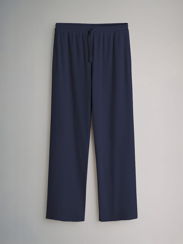 The Set 2 Pack Soft Touch Ribbed Wide Leg Jogger Navy/Chocolate Brown - Image 2 of 5