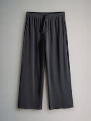 The Set 2 Pack Soft Touch Ribbed Wide Leg Jogger Balck/Charcoal Grey - Image 2 of 5