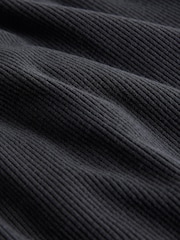 The Set 2 Pack Soft Touch Ribbed Wide Leg Jogger Balck/Charcoal Grey - Image 4 of 5