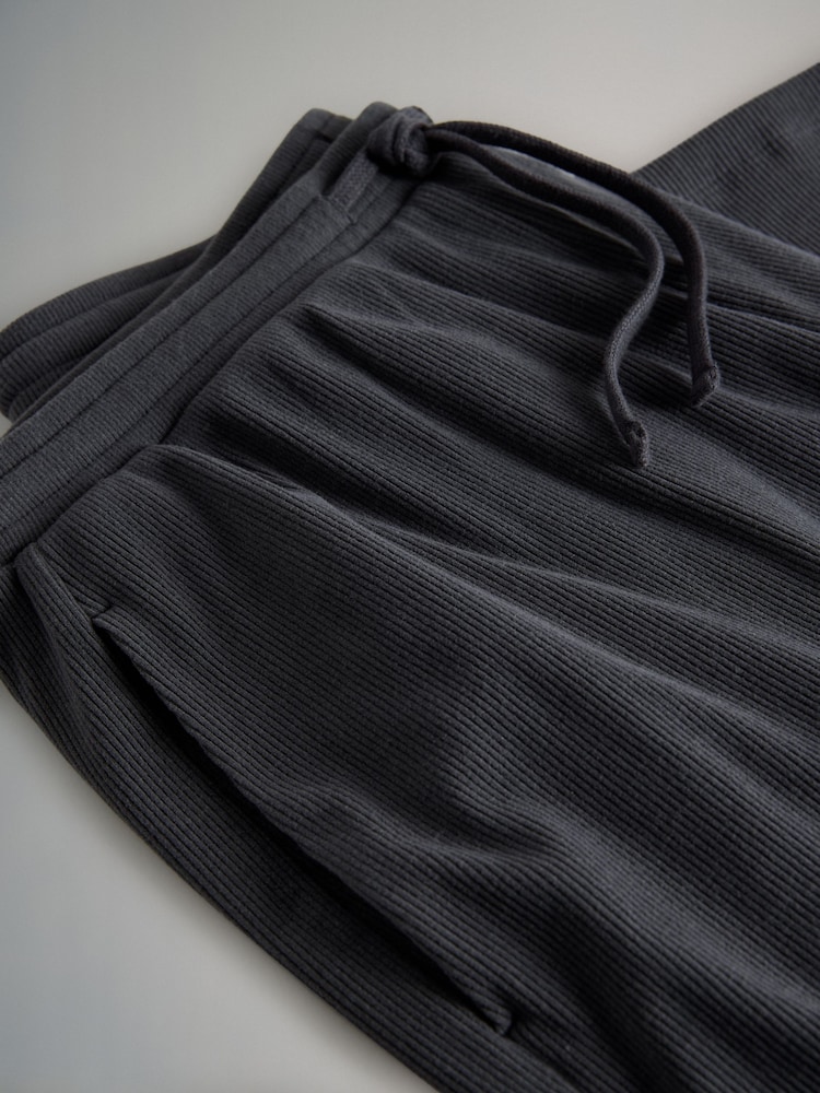 The Set 2 Pack Soft Touch Ribbed Wide Leg Jogger Balck/Charcoal Grey - Image 5 of 5