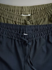 The Set Khaki Green/Navy Blue Wide Leg Side Stripe Trackpants 2 Pack - Image 6 of 6