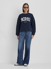 4th & Reckless Blue Distressed Soho Slogan Classic Longline Sweatshirt - Image 2 of 4