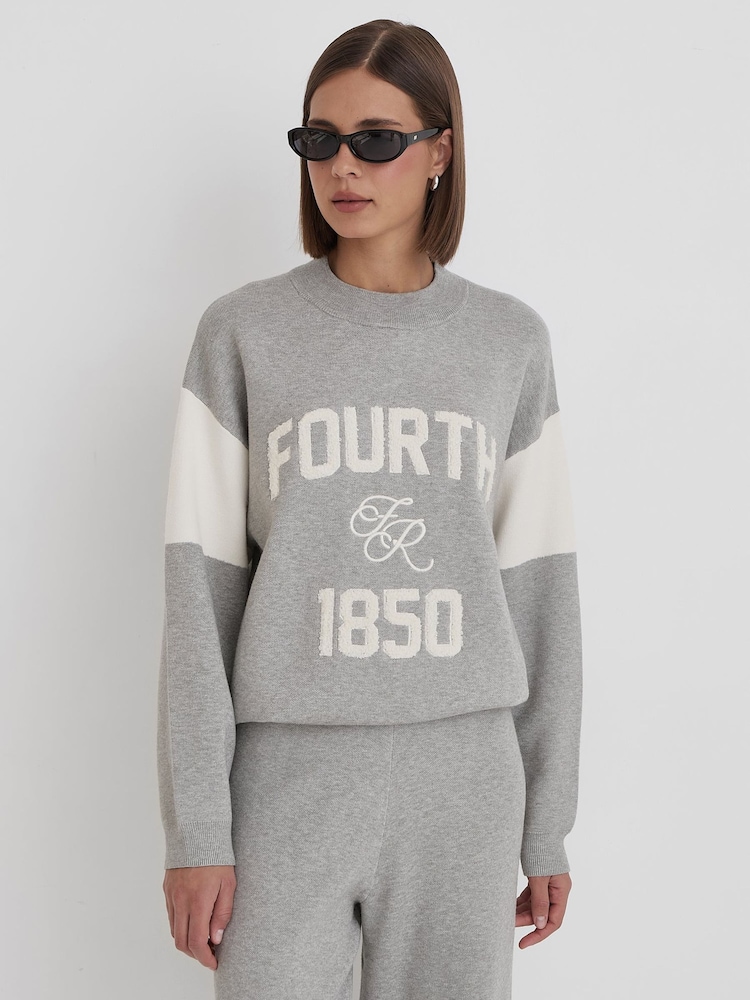 4th & Reckless Grey Davis Branded Knitted Jumper - Image 1 of 4