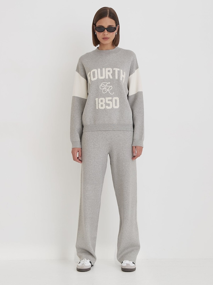 4th & Reckless Grey Davis Branded Knitted Jumper - Image 2 of 4
