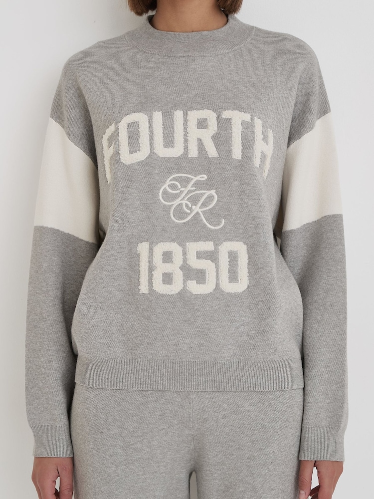 4th & Reckless Grey Davis Branded Knitted Jumper - Image 4 of 4