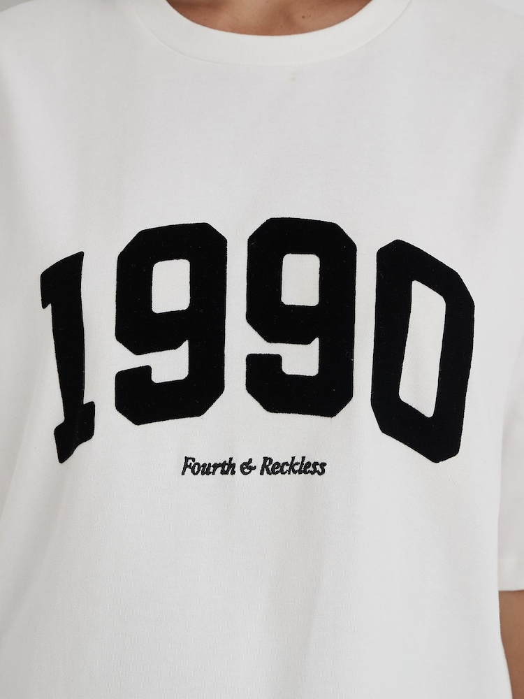 4th & Reckless White Oversized 1990 Slogan T-Shirt - Image 3 of 3