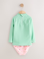 Mint Green Gingham Fruit Long Sleeve Sunsafe Swim Set (3mths-7yrs) - Image 6 of 8