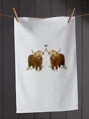 Personalised Couples Highland Cow Tea Towel by Koko Blossom by Koko Blossom - Image 3 of 3