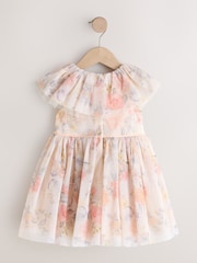 Pink Floral Ruffle Collar Mesh Dress (3mths-7yrs) - Image 7 of 9