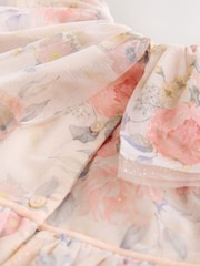 Pink Floral Ruffle Collar Mesh Dress (3mths-7yrs) - Image 8 of 9