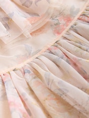 Pink Floral Ruffle Collar Mesh Dress (3mths-7yrs) - Image 9 of 9