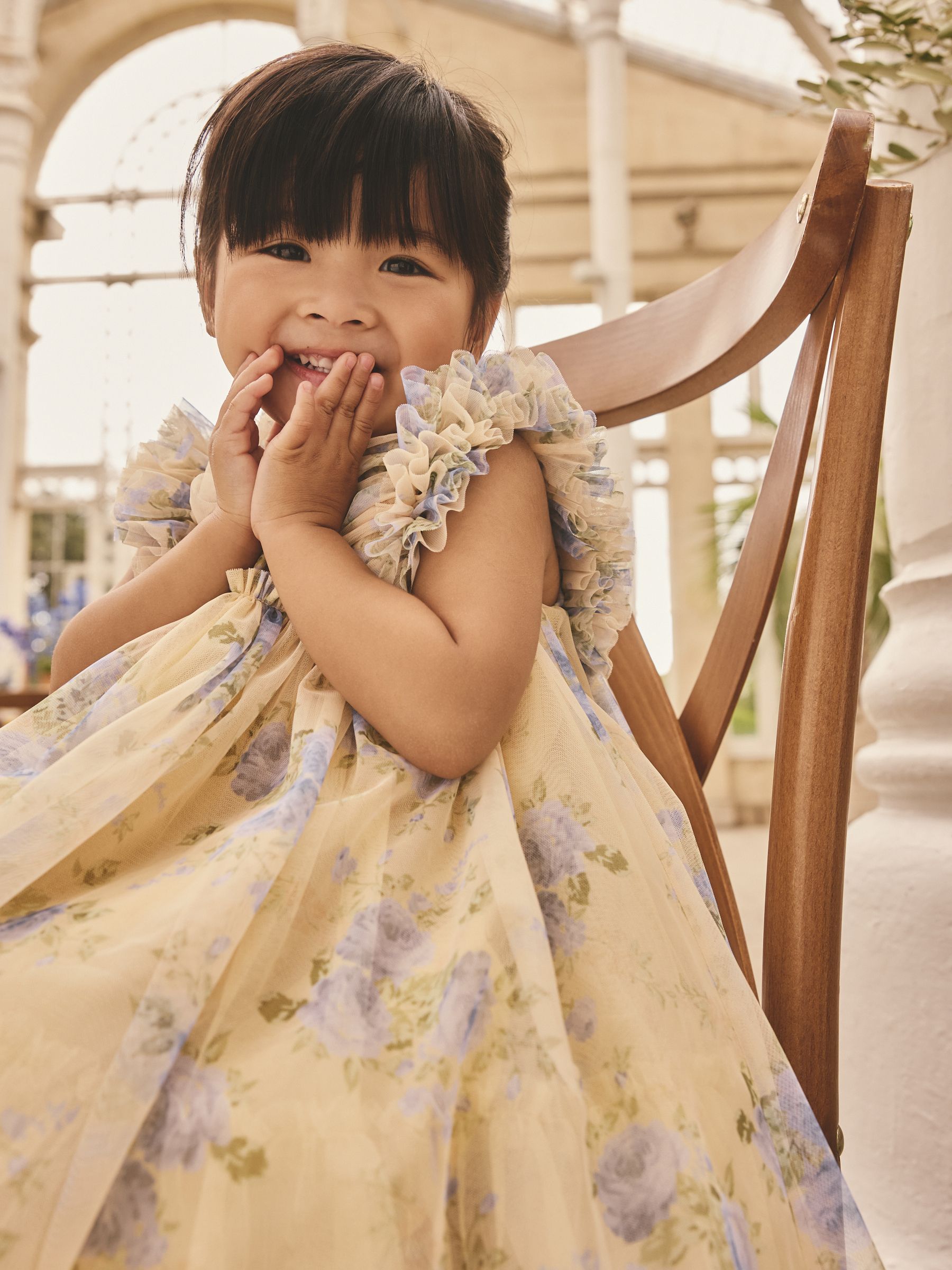 Buy Yellow Ruffle Shoulder Mesh Dress (3mths-7yrs) from Next USA