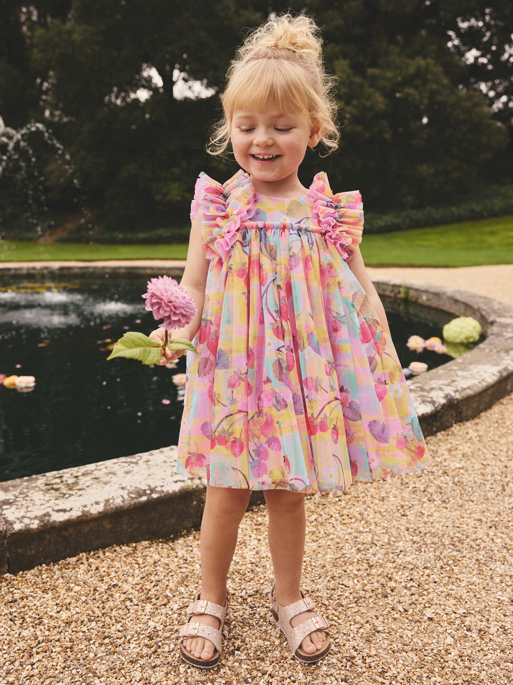 Buy Pink Ruffle Shoulder Mesh Dress (3mths-7yrs) from Next USA
