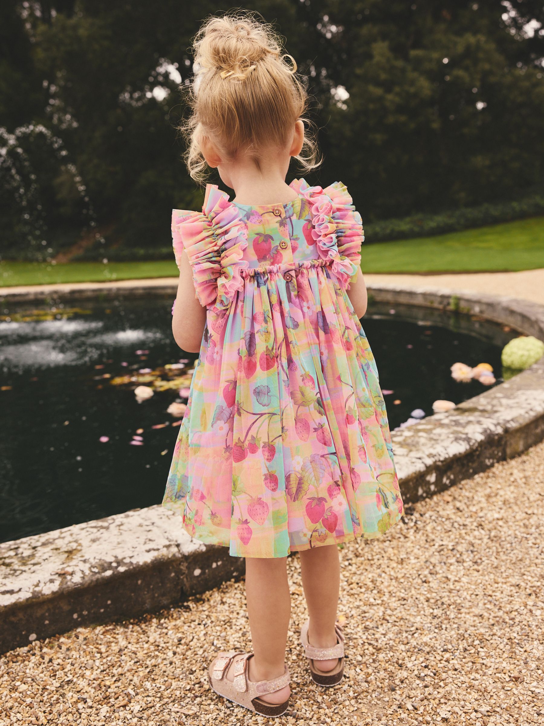 Buy Pink Ruffle Shoulder Mesh Dress (3mths-7yrs) from Next USA