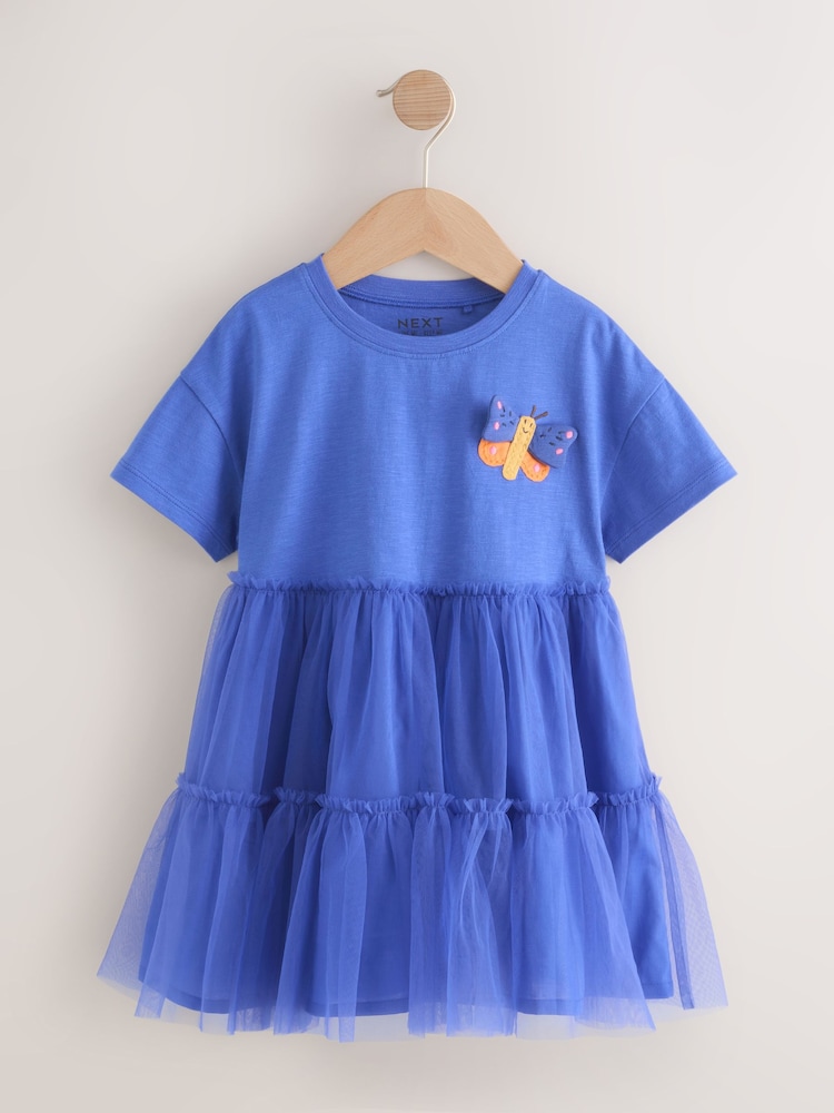 short blue butterfly dress Kasia Blue Butterfly Short Dress - short sleeve