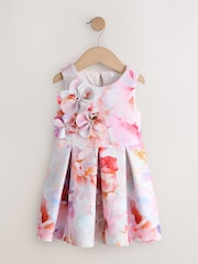 Pink Floral Scuba Occasion Dress (3mths-7yrs) - Image 5 of 8