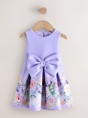 Lilac Floral Scuba Occasion Dress (3mths-7yrs) - Image 5 of 8