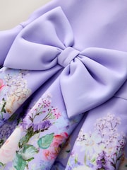Lilac Floral Scuba Occasion Dress (3mths-7yrs) - Image 7 of 8
