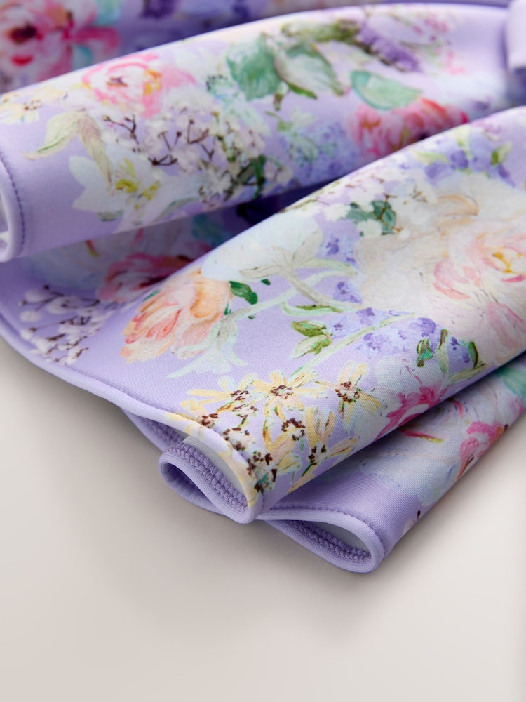 Lilac Floral Scuba Occasion Dress (3mths-7yrs) - Image 8 of 8